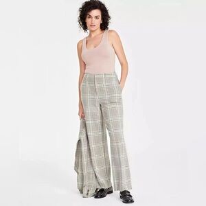 On 34th Plaid High Rise Wide-Leg Trousers Size 8